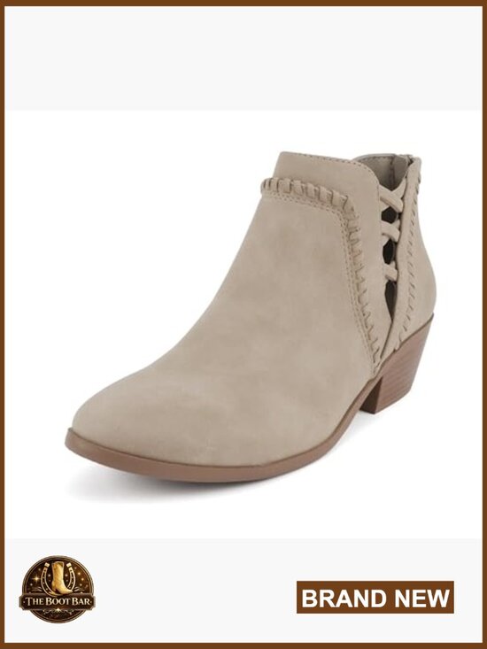 Amazon.com | Soda Sincere Women Low Ankle Heel Bootie with Elastic Cross Straps, Wide Fit Available